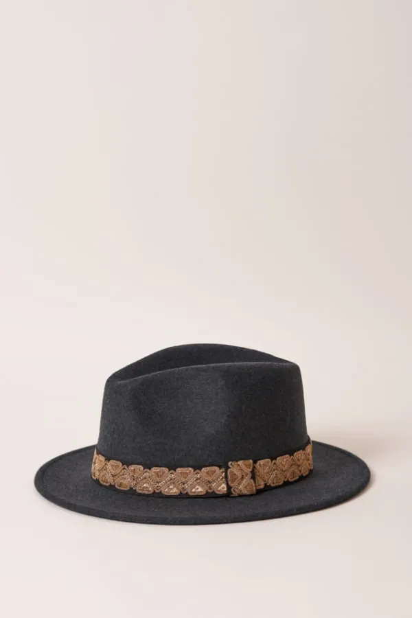 Maradji Chapeaux En Feutre^Jim Anthracite Chine Brode